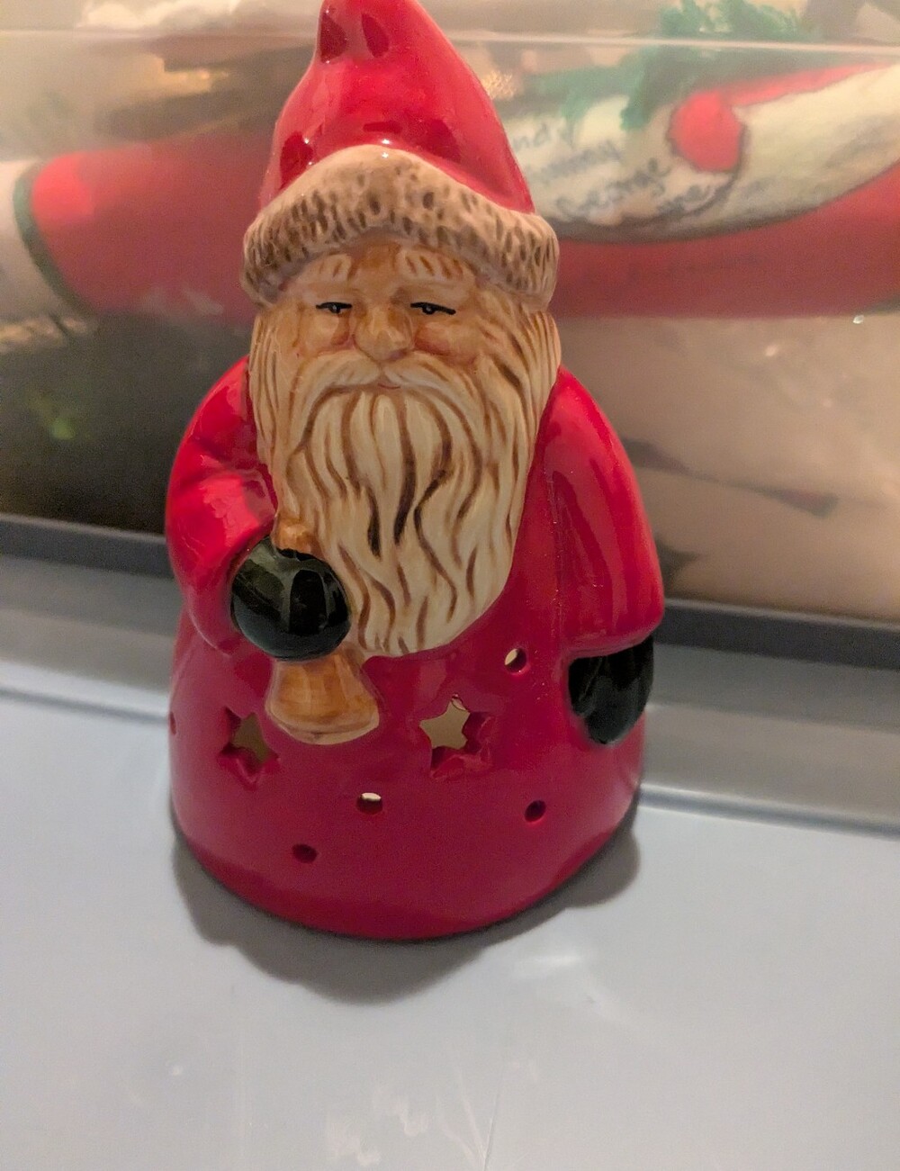 Red Santa Ceramic Holiday Figurine - Decorative Accent